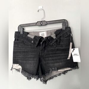 NWT BDG BLACK BUTTON FLY CUT-OFF FOLD OVER Waist JEAN SHORTS 25